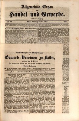 Allgemeines Organ für Handel und Gewerbe und damit verwandte Gegenstände Samstag 22. Mai 1841