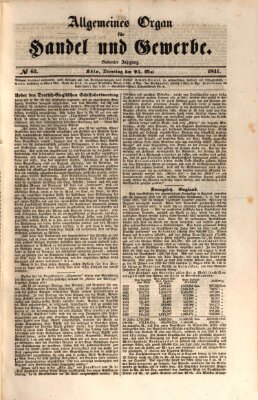 Allgemeines Organ für Handel und Gewerbe und damit verwandte Gegenstände Dienstag 25. Mai 1841