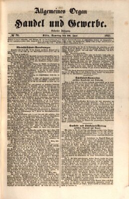 Allgemeines Organ für Handel und Gewerbe und damit verwandte Gegenstände Samstag 26. Juni 1841