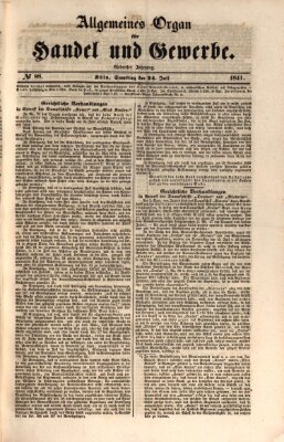 Allgemeines Organ für Handel und Gewerbe und damit verwandte Gegenstände Samstag 24. Juli 1841