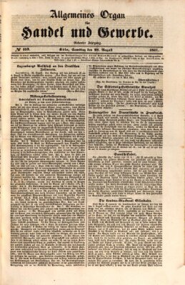 Allgemeines Organ für Handel und Gewerbe und damit verwandte Gegenstände Samstag 28. August 1841