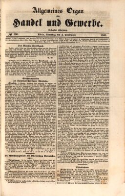 Allgemeines Organ für Handel und Gewerbe und damit verwandte Gegenstände Mittwoch 4. August 1841