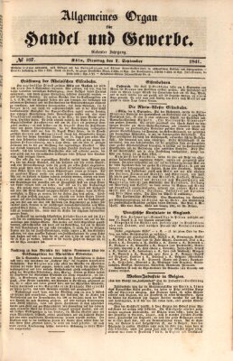 Allgemeines Organ für Handel und Gewerbe und damit verwandte Gegenstände Dienstag 7. September 1841