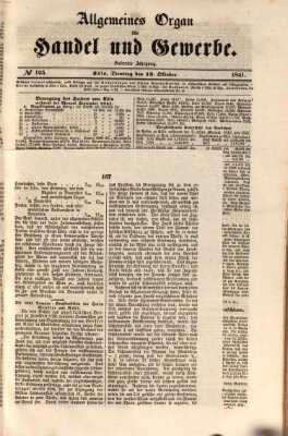 Allgemeines Organ für Handel und Gewerbe und damit verwandte Gegenstände Dienstag 19. Oktober 1841