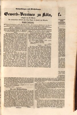 Allgemeines Organ für Handel und Gewerbe und damit verwandte Gegenstände Dienstag 30. November 1841