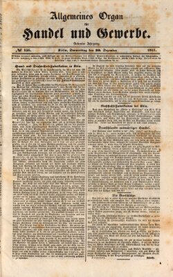 Allgemeines Organ für Handel und Gewerbe und damit verwandte Gegenstände Donnerstag 30. Dezember 1841