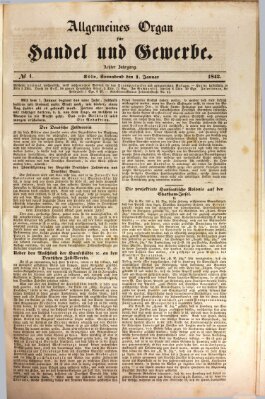 Allgemeines Organ für Handel und Gewerbe und damit verwandte Gegenstände Saturday 1. January 1842