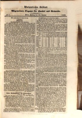 Allgemeines Organ für Handel und Gewerbe und damit verwandte Gegenstände Freitag 28. Januar 1842