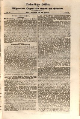 Allgemeines Organ für Handel und Gewerbe und damit verwandte Gegenstände Mittwoch 23. Februar 1842