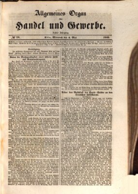 Allgemeines Organ für Handel und Gewerbe und damit verwandte Gegenstände Mittwoch 4. Mai 1842