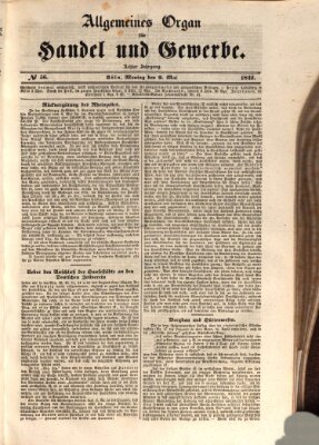 Allgemeines Organ für Handel und Gewerbe und damit verwandte Gegenstände Montag 9. Mai 1842