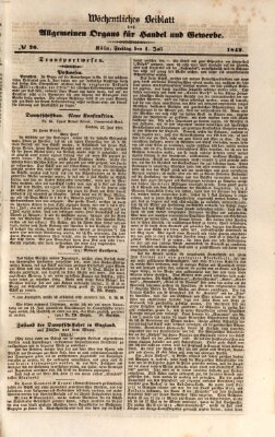 Allgemeines Organ für Handel und Gewerbe und damit verwandte Gegenstände Freitag 1. Juli 1842