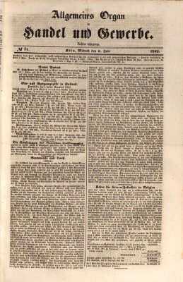 Allgemeines Organ für Handel und Gewerbe und damit verwandte Gegenstände Mittwoch 6. Juli 1842