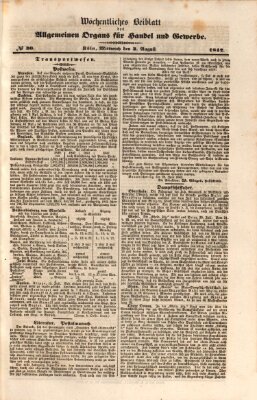 Allgemeines Organ für Handel und Gewerbe und damit verwandte Gegenstände Mittwoch 3. August 1842