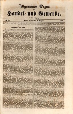 Allgemeines Organ für Handel und Gewerbe und damit verwandte Gegenstände Freitag 5. August 1842