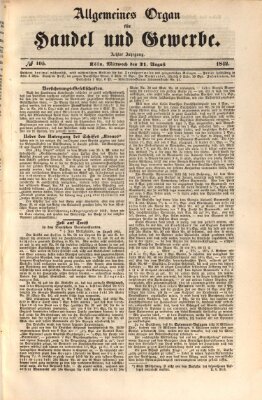 Allgemeines Organ für Handel und Gewerbe und damit verwandte Gegenstände Mittwoch 31. August 1842