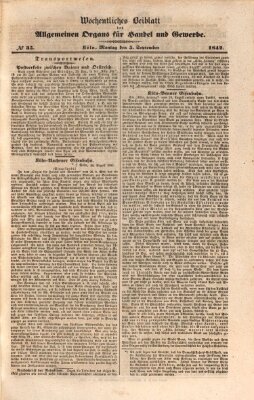 Allgemeines Organ für Handel und Gewerbe und damit verwandte Gegenstände Montag 5. September 1842