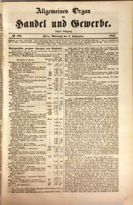 Allgemeines Organ für Handel und Gewerbe und damit verwandte Gegenstände Mittwoch 7. September 1842