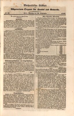 Allgemeines Organ für Handel und Gewerbe und damit verwandte Gegenstände Montag 26. September 1842