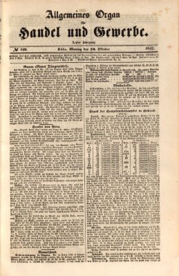 Allgemeines Organ für Handel und Gewerbe und damit verwandte Gegenstände Montag 10. Oktober 1842