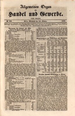 Allgemeines Organ für Handel und Gewerbe und damit verwandte Gegenstände Mittwoch 19. Oktober 1842