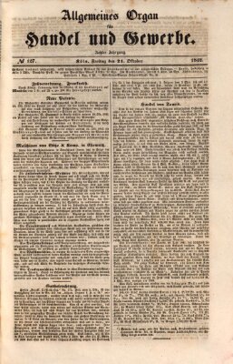 Allgemeines Organ für Handel und Gewerbe und damit verwandte Gegenstände Freitag 21. Oktober 1842