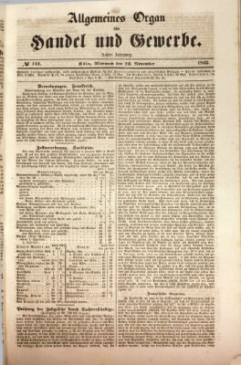 Allgemeines Organ für Handel und Gewerbe und damit verwandte Gegenstände Mittwoch 23. November 1842