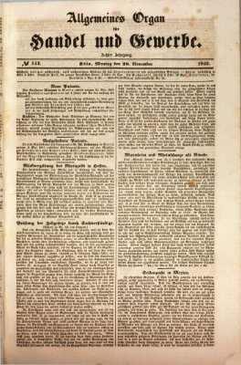 Allgemeines Organ für Handel und Gewerbe und damit verwandte Gegenstände Montag 28. November 1842