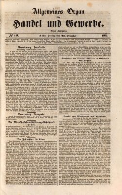 Allgemeines Organ für Handel und Gewerbe und damit verwandte Gegenstände Freitag 23. Dezember 1842