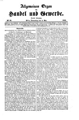 Allgemeines Organ für Handel und Gewerbe und damit verwandte Gegenstände Donnerstag 4. Mai 1843