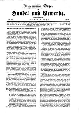 Allgemeines Organ für Handel und Gewerbe und damit verwandte Gegenstände Dienstag 11. Juli 1843