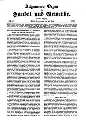 Allgemeines Organ für Handel und Gewerbe und damit verwandte Gegenstände Donnerstag 20. Juli 1843