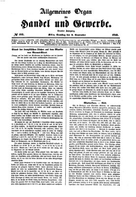 Allgemeines Organ für Handel und Gewerbe und damit verwandte Gegenstände Samstag 2. September 1843