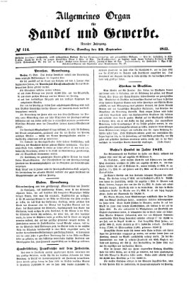 Allgemeines Organ für Handel und Gewerbe und damit verwandte Gegenstände Samstag 23. September 1843