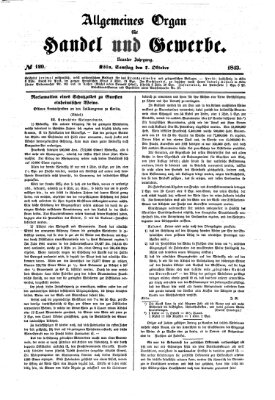 Allgemeines Organ für Handel und Gewerbe und damit verwandte Gegenstände Samstag 7. Oktober 1843