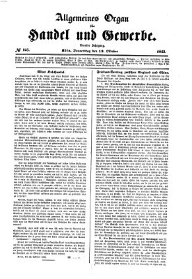 Allgemeines Organ für Handel und Gewerbe und damit verwandte Gegenstände Donnerstag 19. Oktober 1843