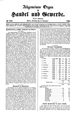 Allgemeines Organ für Handel und Gewerbe und damit verwandte Gegenstände Dienstag 5. Dezember 1843