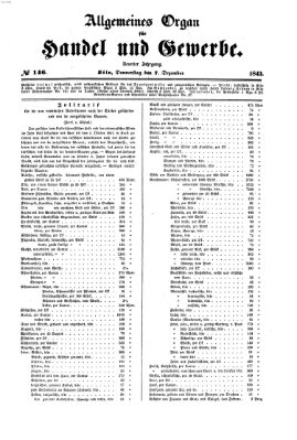 Allgemeines Organ für Handel und Gewerbe und damit verwandte Gegenstände Donnerstag 7. Dezember 1843