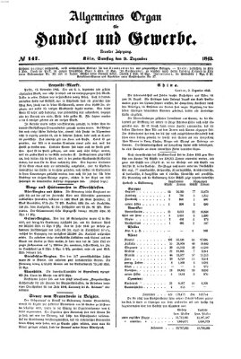 Allgemeines Organ für Handel und Gewerbe und damit verwandte Gegenstände Samstag 9. Dezember 1843