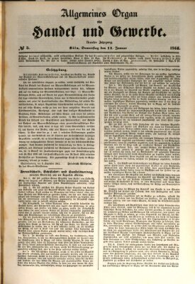 Allgemeines Organ für Handel und Gewerbe und damit verwandte Gegenstände Donnerstag 11. Januar 1844