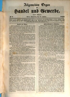 Allgemeines Organ für Handel und Gewerbe und damit verwandte Gegenstände Donnerstag 18. Januar 1844