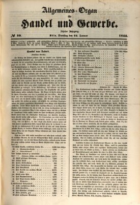 Allgemeines Organ für Handel und Gewerbe und damit verwandte Gegenstände Dienstag 23. Januar 1844