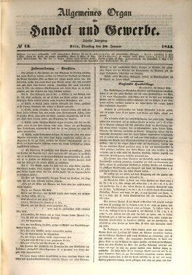 Allgemeines Organ für Handel und Gewerbe und damit verwandte Gegenstände Dienstag 30. Januar 1844