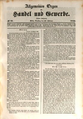 Allgemeines Organ für Handel und Gewerbe und damit verwandte Gegenstände Dienstag 27. Februar 1844