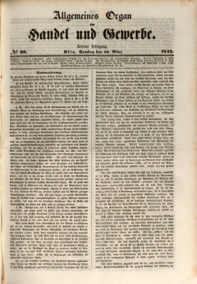 Allgemeines Organ für Handel und Gewerbe und damit verwandte Gegenstände Samstag 30. März 1844