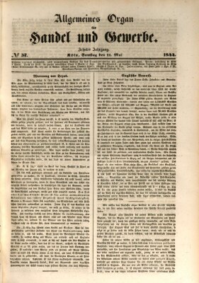 Allgemeines Organ für Handel und Gewerbe und damit verwandte Gegenstände Samstag 11. Mai 1844