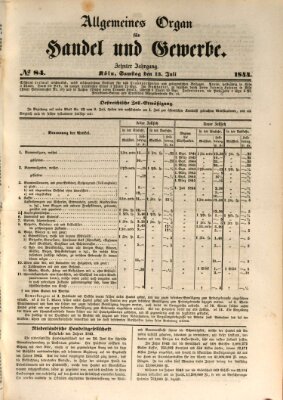 Allgemeines Organ für Handel und Gewerbe und damit verwandte Gegenstände Samstag 13. Juli 1844