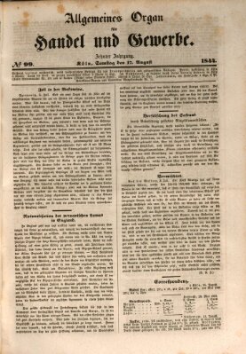 Allgemeines Organ für Handel und Gewerbe und damit verwandte Gegenstände Samstag 17. August 1844