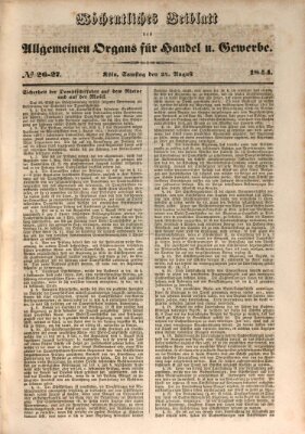 Allgemeines Organ für Handel und Gewerbe und damit verwandte Gegenstände Samstag 24. August 1844