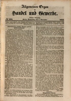 Allgemeines Organ für Handel und Gewerbe und damit verwandte Gegenstände Donnerstag 7. November 1844